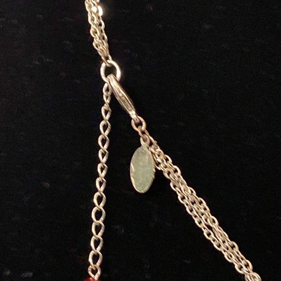 White House Black Market Maroon and Metallic Glass Beaded Triple Strand Necklace - Picture 6 of 9